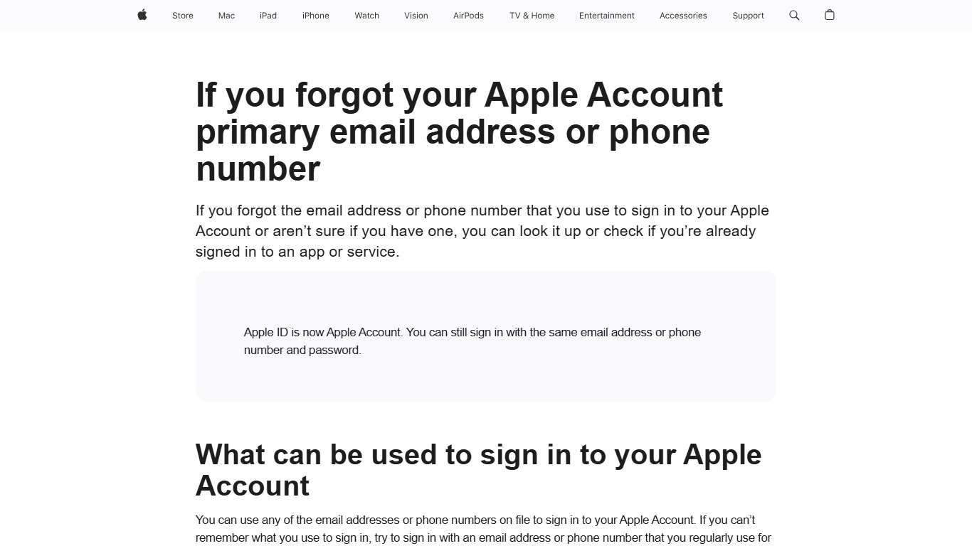 If you forgot your Apple Account primary email address or phone number - Apple Support (CA)